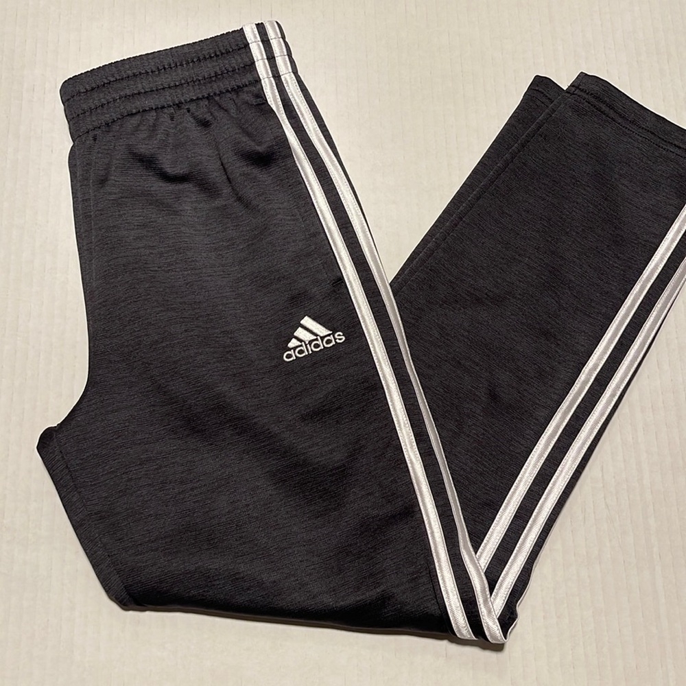 ADIDAS Boys Tricot Pants - Black Charcoal Heathered- Size Large (14/16)
